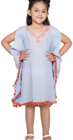 America & Beyond Periwinkle Orange Detail Cover-Up Best