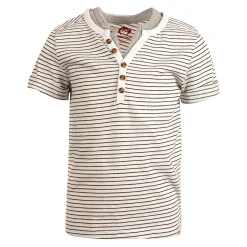 Appaman Hilltop Henley Black & White Stripe Short Sleeve Shirt Outlet