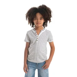 Appaman Hilltop Henley Black & White Stripe Short Sleeve Shirt Outlet