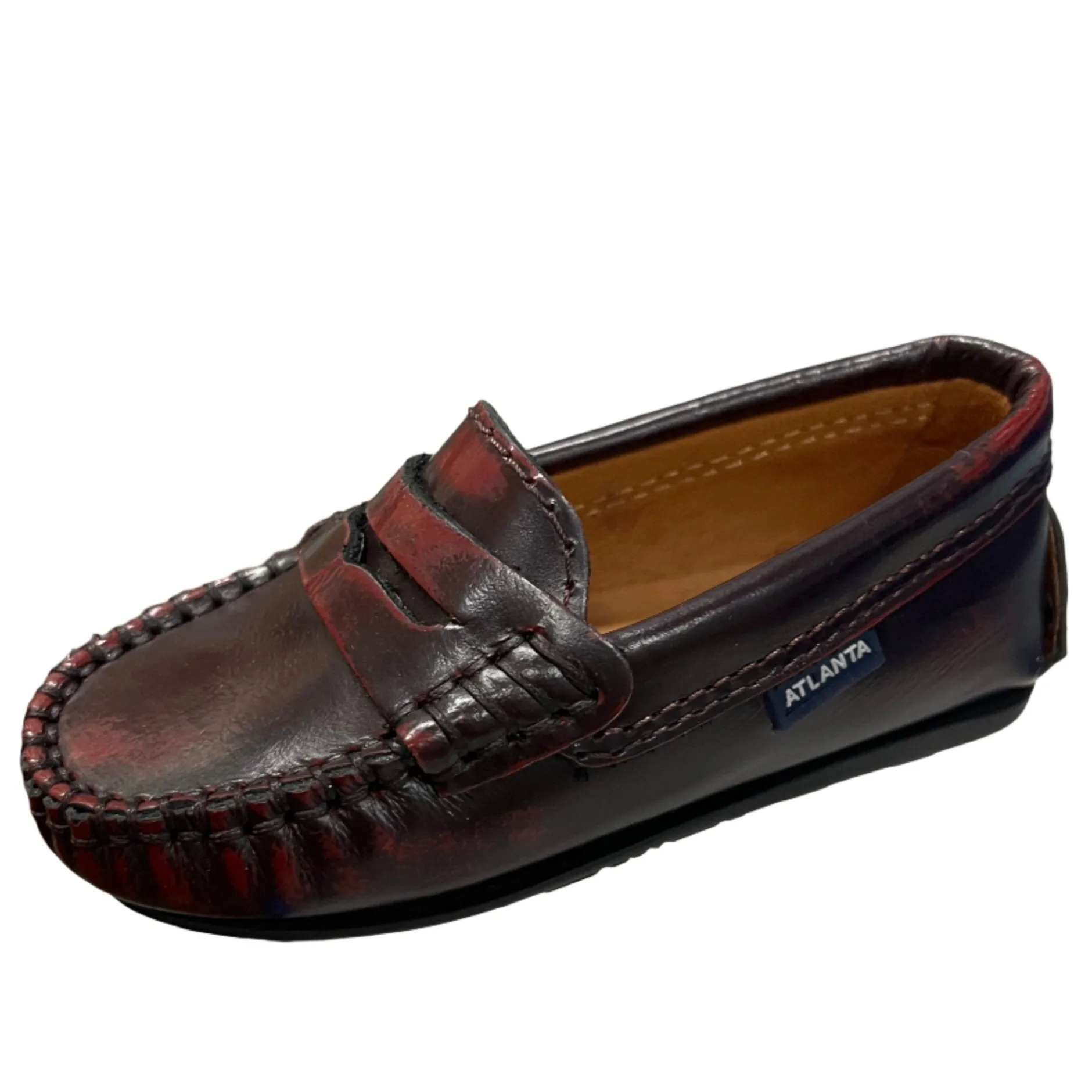 Atlanta Mocassin Boy's & Girl's Burgundy Polished Moccasin Penny Loafer Discount