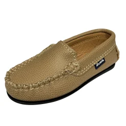 Atlanta Mocassin Boy's & Girl's Originals 015 Plain Vamp Loafers - Beige Little Grainy Outlet