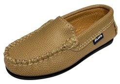 Atlanta Mocassin Boy's & Girl's Originals 015 Plain Vamp Loafers - Beige Little Grainy Outlet