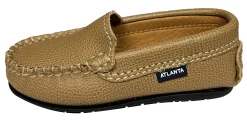 Atlanta Mocassin Boy's & Girl's Originals 015 Plain Vamp Loafers - Beige Little Grainy Outlet