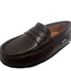 Atlanta Mocassin Boy's and Girl's Smooth Leather Penny Loafers, Brown Dark Smooth Sale