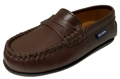 Atlanta Mocassin Boy's and Girl's Smooth Leather Penny Loafers, Brown Sierra Antik Best