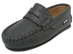 Atlanta Mocassin Boy's and Girl's Pebbled Leather Loafers, Grey Hot