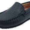 Atlanta Mocassin Boy's and Girl's Pebbled Leather Loafers, Black Outlet