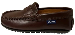 Atlanta Mocassin Boy's and Girl's Smooth Leather Penny Loafers, Brown Sierra Antik Best