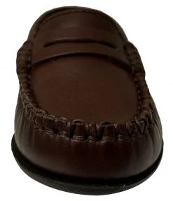 Atlanta Mocassin Boy's and Girl's Smooth Leather Penny Loafers, Brown Sierra Antik Best