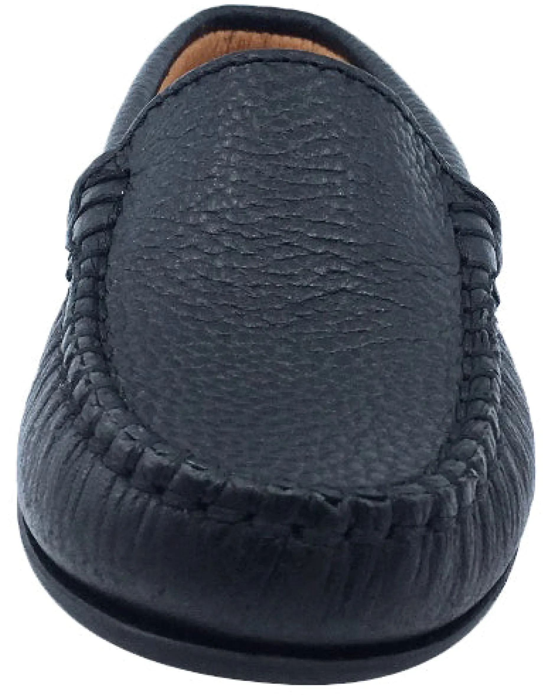 Atlanta Mocassin Boy's and Girl's Pebbled Leather Loafers, Black Outlet