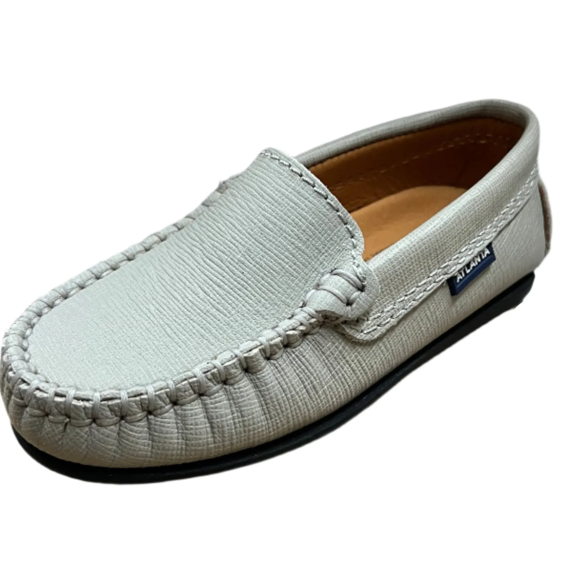 Atlanta Mocassin Atlanta Moccasin Boy's and Girl's Originals 015 Plain Vamp Loafers - Grey Stone Safiano Online