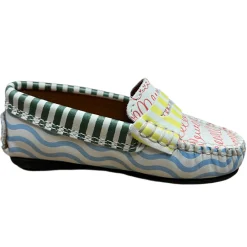 Atlanta Mocassin Atlanta Moccasin Boy's and Girl's Originals 032 Penny Loafer - Print Wave Blue & St Online