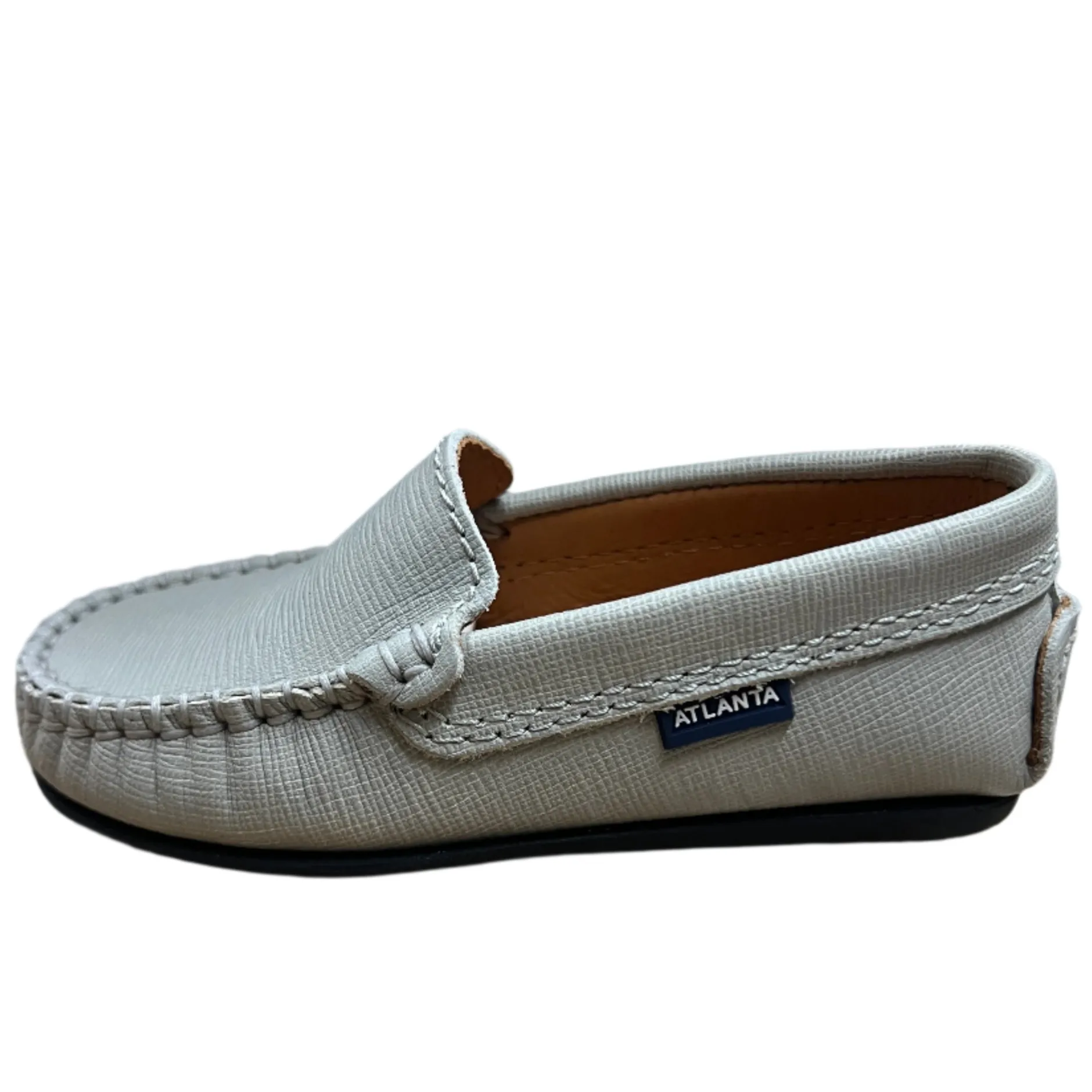 Atlanta Mocassin Atlanta Moccasin Boy's and Girl's Originals 015 Plain Vamp Loafers - Grey Stone Safiano Online