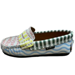 Atlanta Mocassin Atlanta Moccasin Boy's and Girl's Originals 032 Penny Loafer - Print Wave Blue & St Online