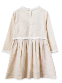 Beet World Lulu Dress, Oatmeal Stripe Clearance