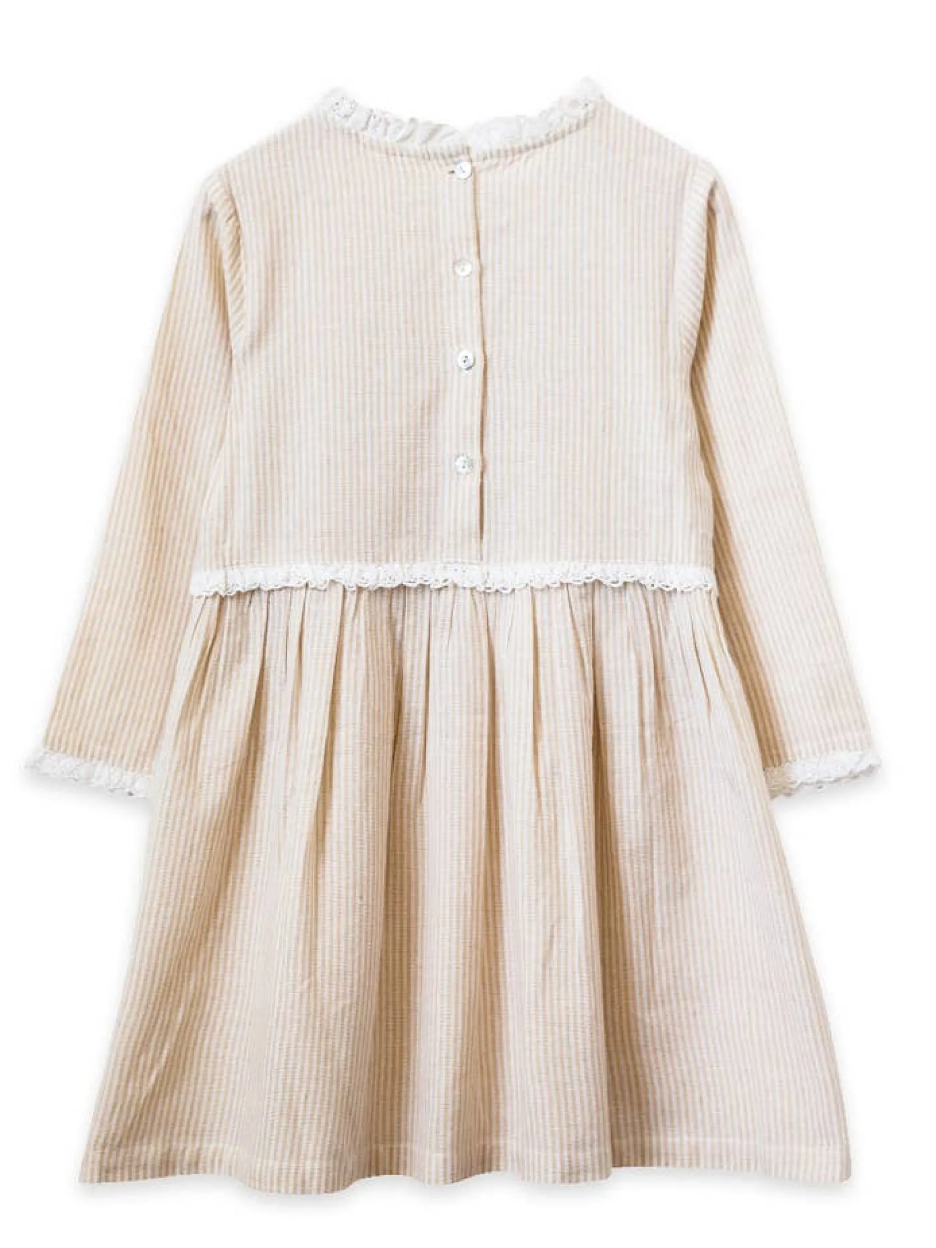 Beet World Lulu Dress, Oatmeal Stripe Clearance