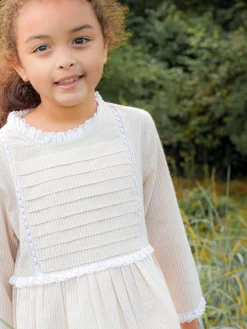 Beet World Lulu Dress, Oatmeal Stripe Clearance