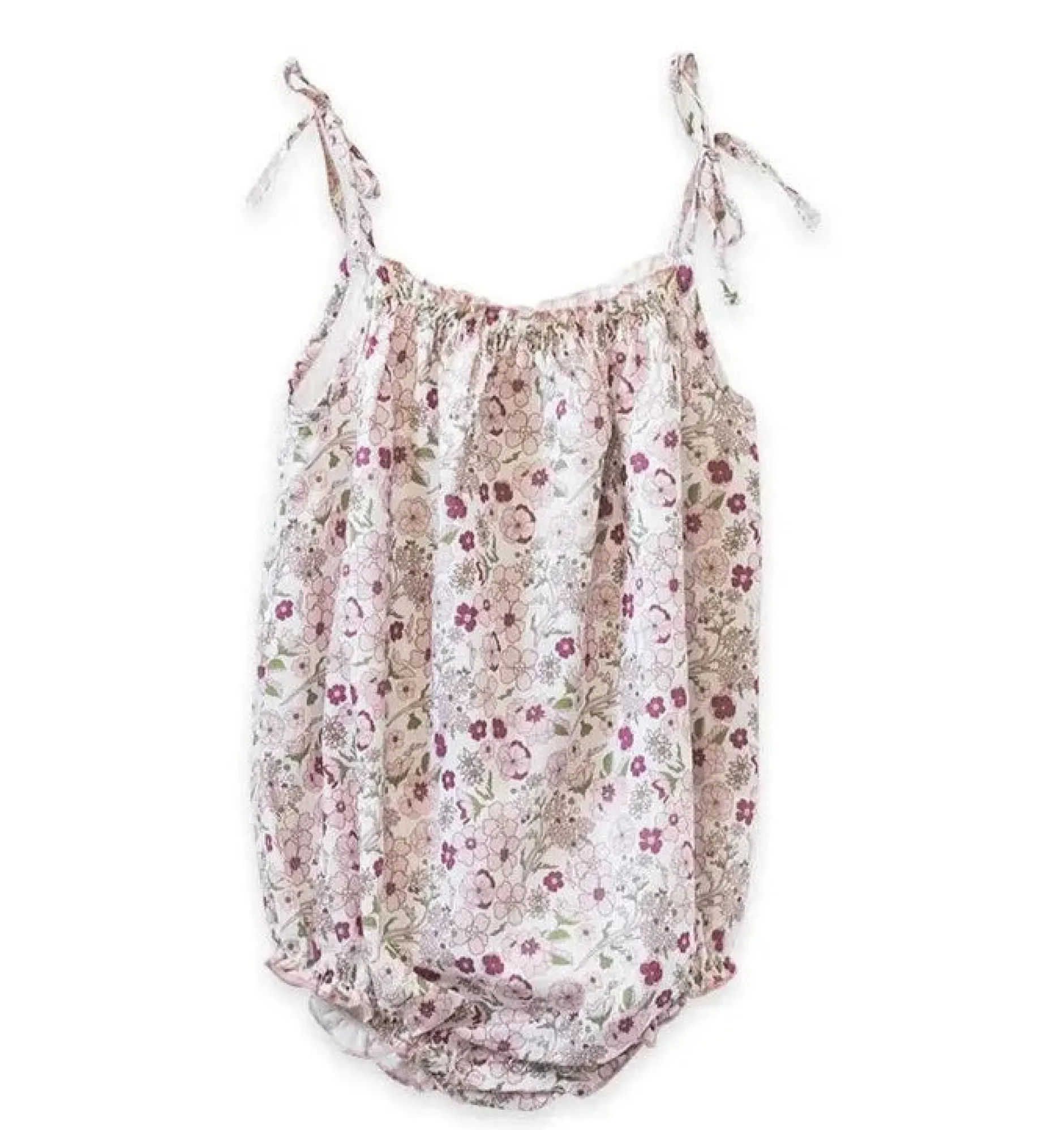 Beet World Strap Romper, Pink Ditsy Hot