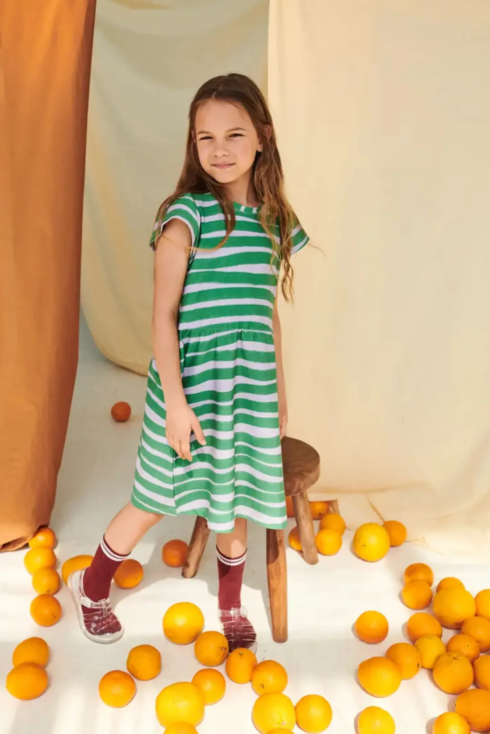 Don't Grow Up Organic Striped Dress with Ruffle Sleeves New