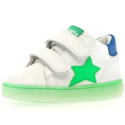 Falcotto Boy's And Girl's Sasha Vl Casual Shoes - White / Green Fluo Fashion