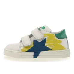 Falcotto Boy's Salazar Painted Vl Casual Shoes - White / Yellow / Azure Best