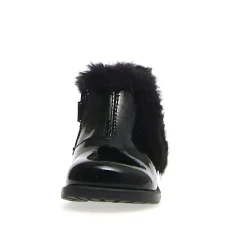 Falcotto Girl's Winter Wood Fur Shoes, Black Patent Fashion