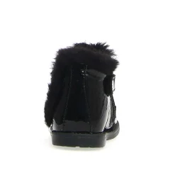 Falcotto Girl's Winter Wood Fur Shoes, Black Patent Fashion