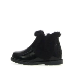 Falcotto Girl's Winter Wood Fur Shoes, Black Patent Fashion