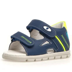 Falcotto Glimmery Boy's and Girl's Sandals - Azure/Yellow Fluo Clearance