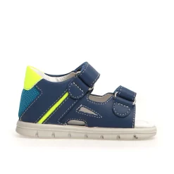 Falcotto Glimmery Boy's and Girl's Sandals - Azure/Yellow Fluo Clearance