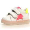 Falcotto Sasha VL Girl's Leather Sneakers - White/Candy Fluoscerent Online