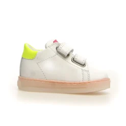 Falcotto Sasha VL Girl's Leather Sneakers - White/Candy Fluoscerent Online