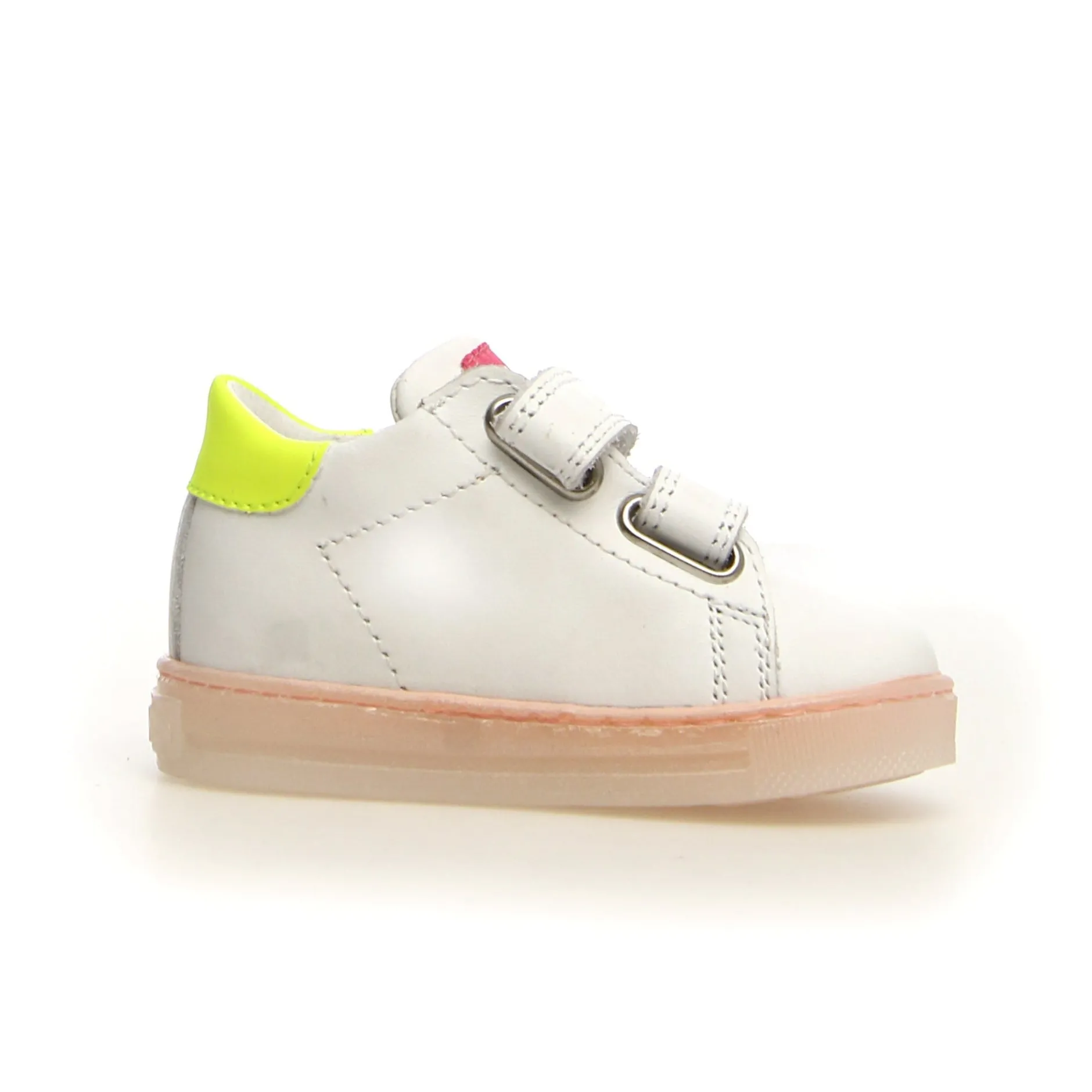 Falcotto Sasha VL Girl's Leather Sneakers - White/Candy Fluoscerent Online