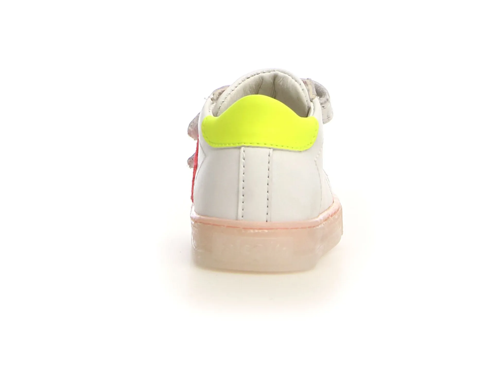 Falcotto Sasha VL Girl's Leather Sneakers - White/Candy Fluoscerent Online