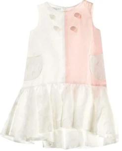 Fun & Fun Girl's BDR3297 Striped Dress - Peach, Cream Clearance
