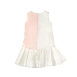 Fun & Fun Girl's BDR3297 Striped Dress - Peach, Cream Clearance