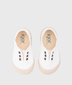 Igor Boy's And Girl's Lona Laceless Shoes - Blanco Sale