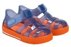 Igor Boy's Star BiColor Sandal - Marino/Naranja New