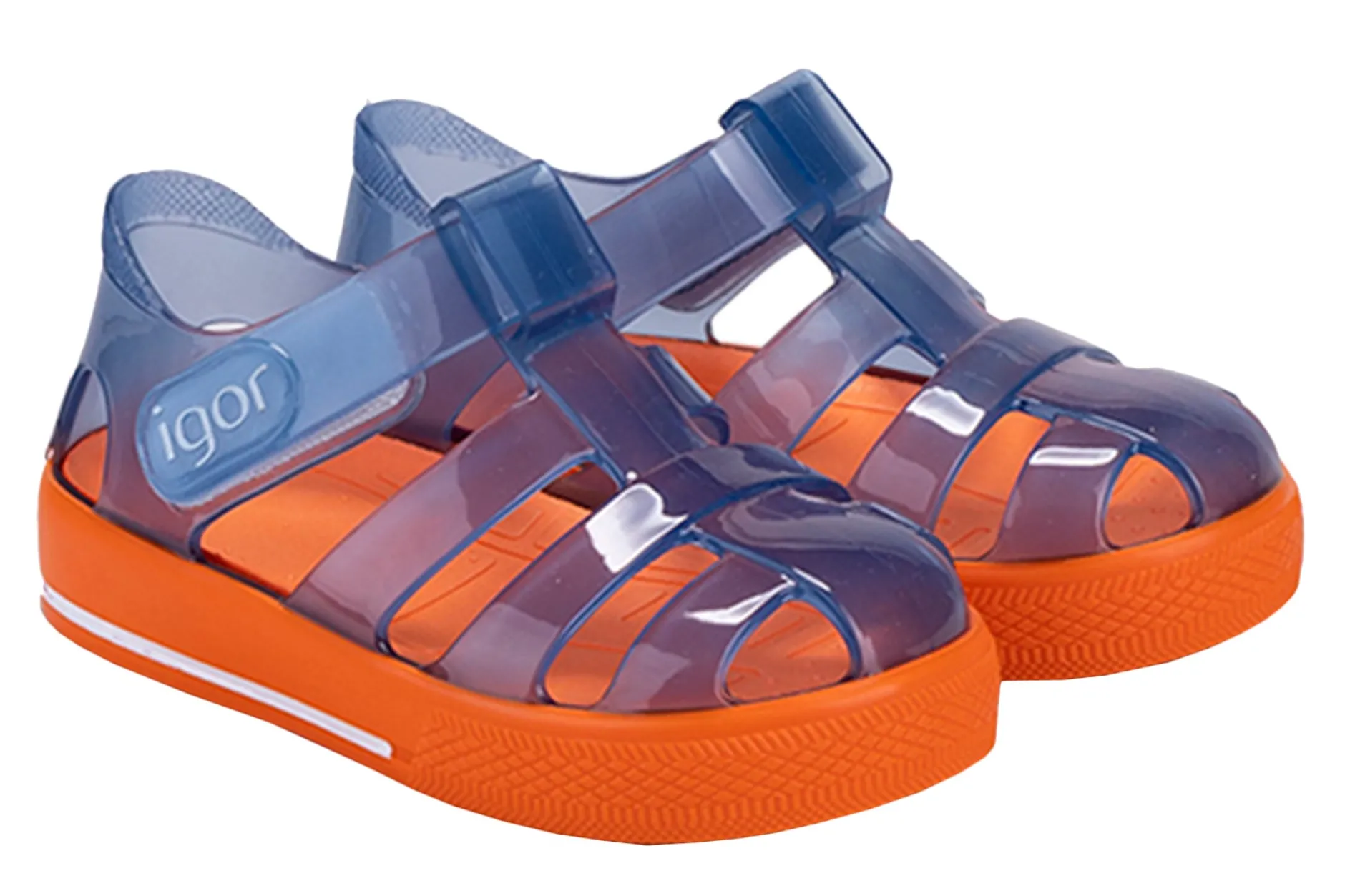 Igor Boy's Star BiColor Sandal - Marino/Naranja New