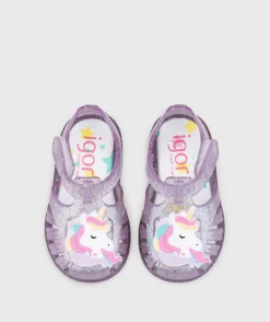 Igor Girl's Tobby Unicornio Sandals - Tr.Malva Multi Glitter Hot