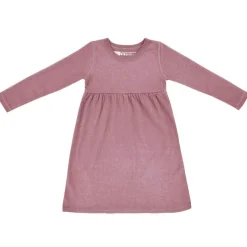 Kidential Natural Dye, Organic Long Sleeve Knit Dress, Dusty Rose Hot