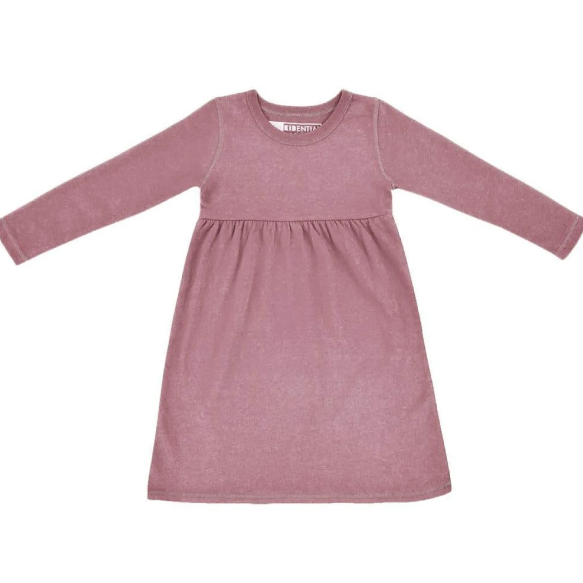 Kidential Natural Dye, Organic Long Sleeve Knit Dress, Dusty Rose Hot