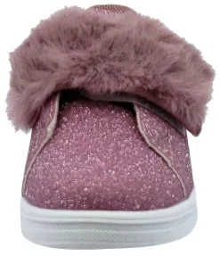 Lelli Kelly Girl's Pink Sparkle Hook and Loop Faux Fur Sneakers Online