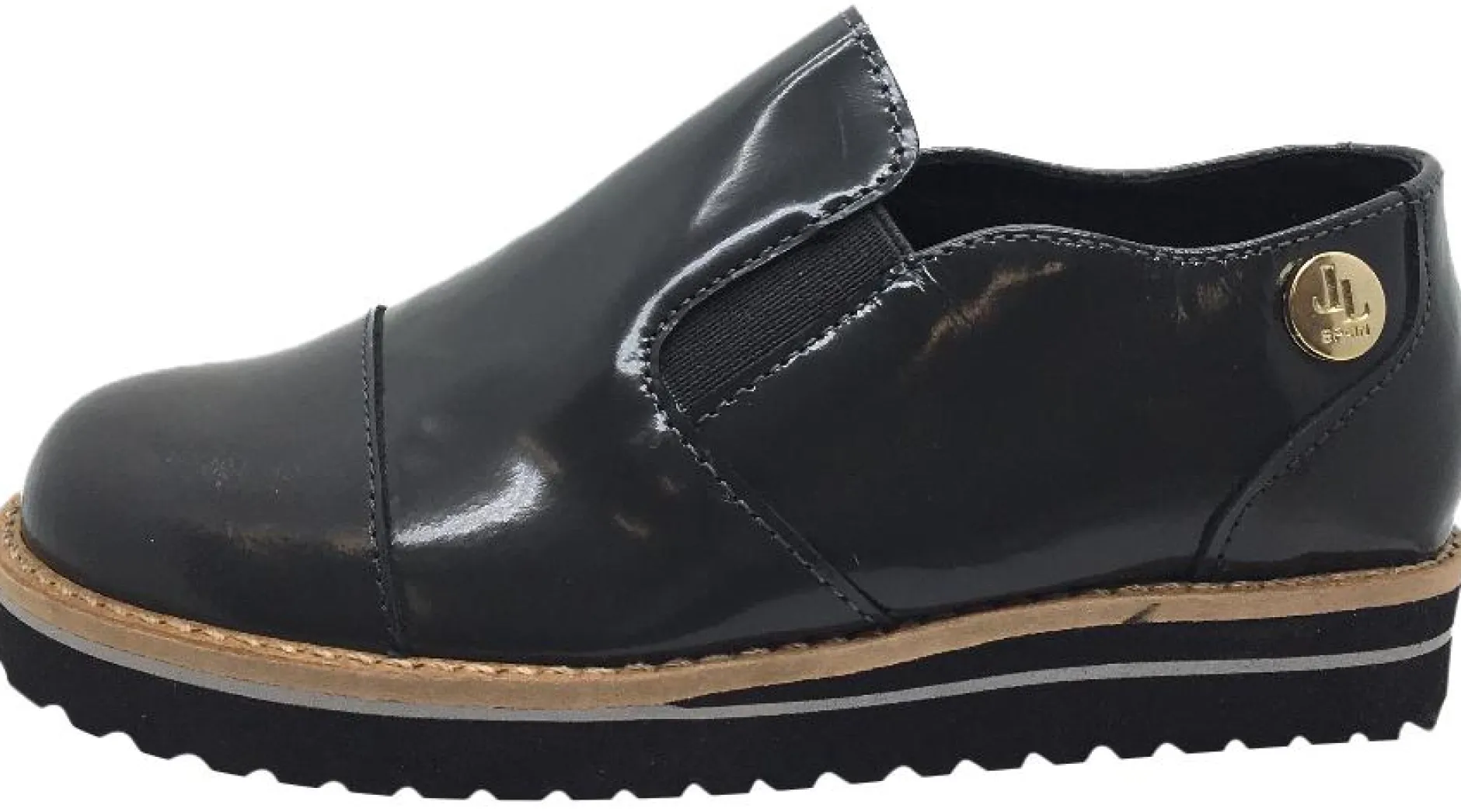 Luccini Girl's Grey Patent Leather Platform Smoking Loafer Flats Best