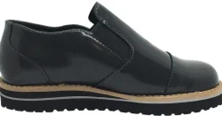 Luccini Girl's Grey Patent Leather Platform Smoking Loafer Flats Best