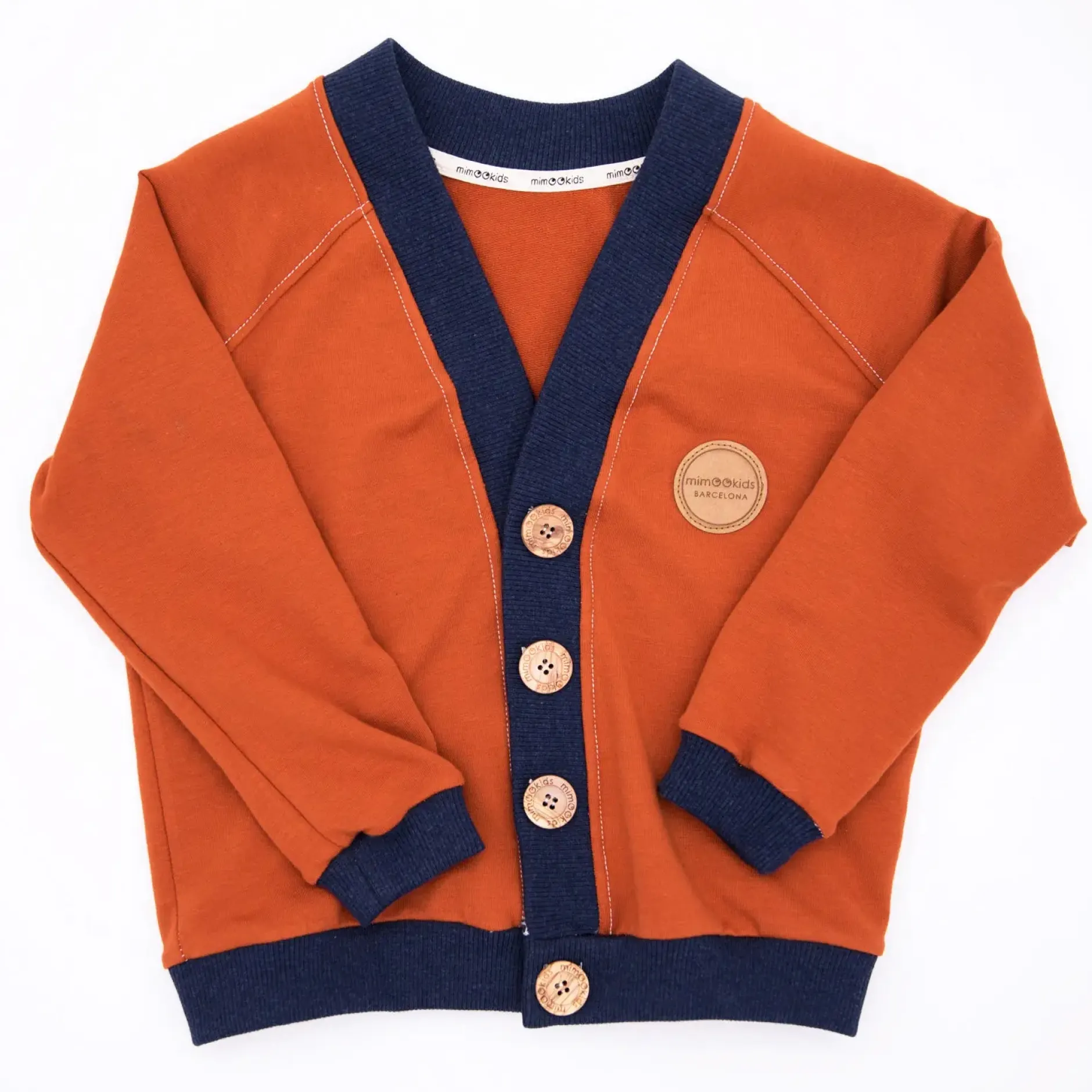 mimOOkids Barcelona Close-Me Cardigan Organic Cotton, Cinnamon-Navy Fashion