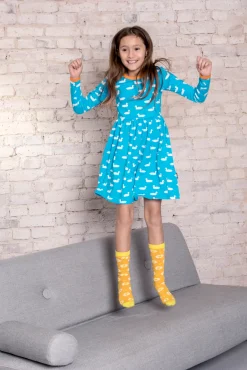 Moromini 946 Duck Pond Blue Long Sleeve Twirly Dress New
