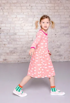 Moromini 945 Pink Duck Long Sleeve Twirly Dress Best