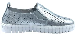 My Brooklyn Girl's Silver Leather Coney Island Sneaker Outlet