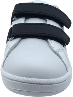 My Brooklyn The Original Boy's and Girl's Sneaker in White with Black Double Straps Discount